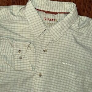 Simms Stone Cold Shirt Men's XL Long Sleeve Button Up Vented Green Plaid